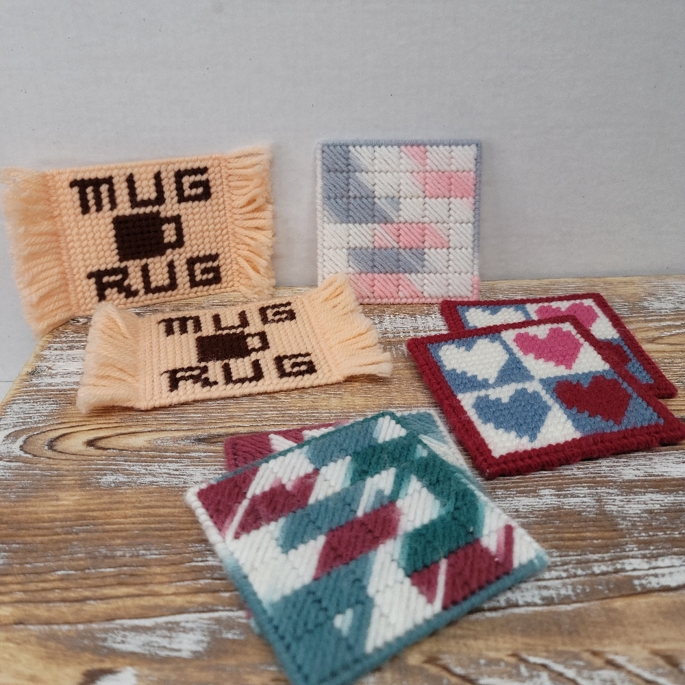 Vintage Needlepoint Mug Rugs and Coasters